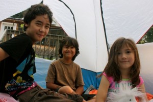 Kids backyard tent camping